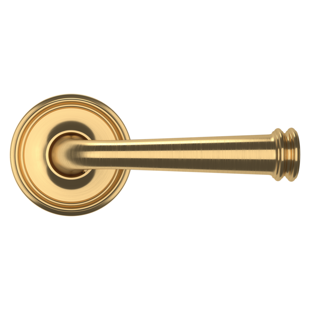 Baldwin 5116 Traditional Straight Lever Set with 5070 Rose Lifetime (PVD) Satin Brass / Passage / Reversible
