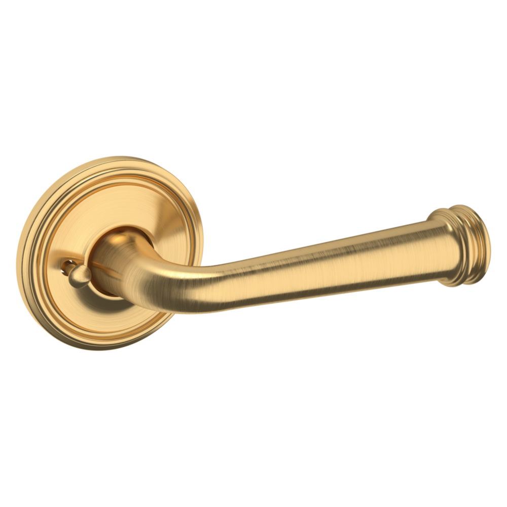 Baldwin 5116 Traditional Straight Lever Set with 5070 Rose Lifetime (PVD) Satin Brass / Privacy / Reversible
