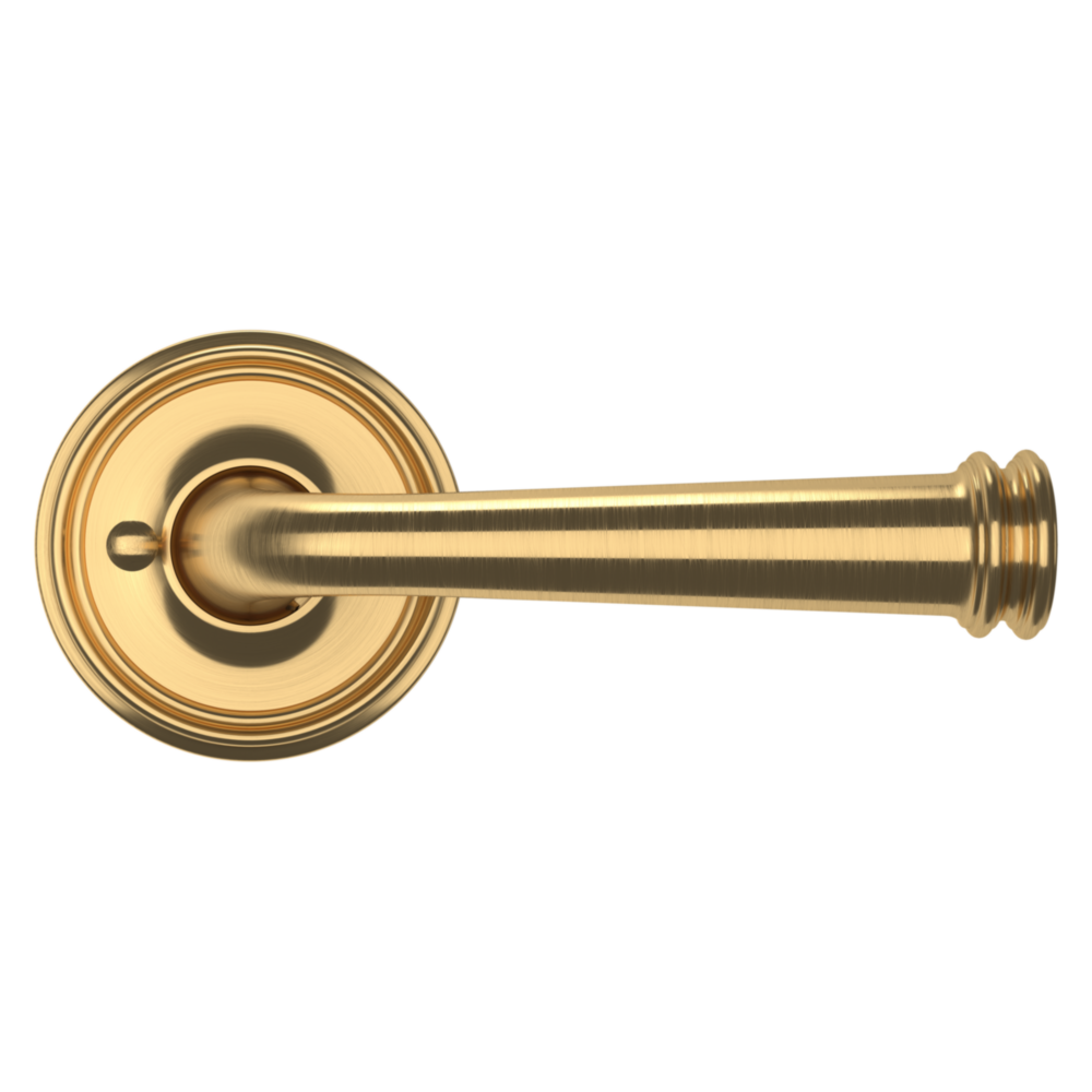 Baldwin 5116 Traditional Straight Lever Set with 5070 Rose Lifetime (PVD) Satin Brass / Privacy / Reversible