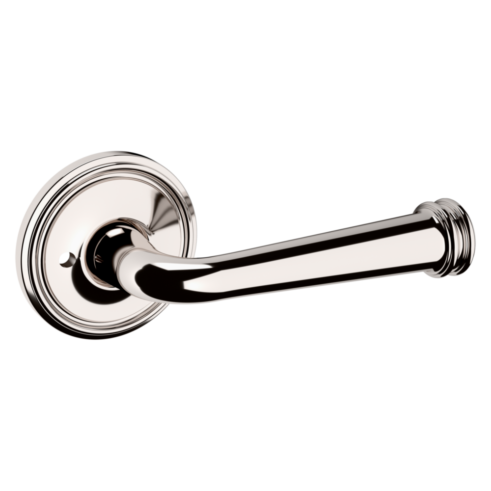 Baldwin 5116 Traditional Straight Lever Set with 5070 Rose Lifetime (PVD) Polished Nickel / Privacy / Reversible