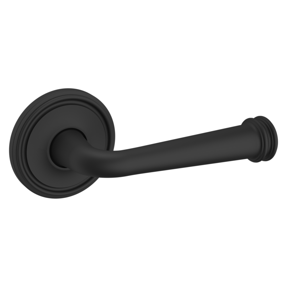 Baldwin 5116 Traditional Straight Lever Set with 5070 Rose Satin Black / Passage / Reversible