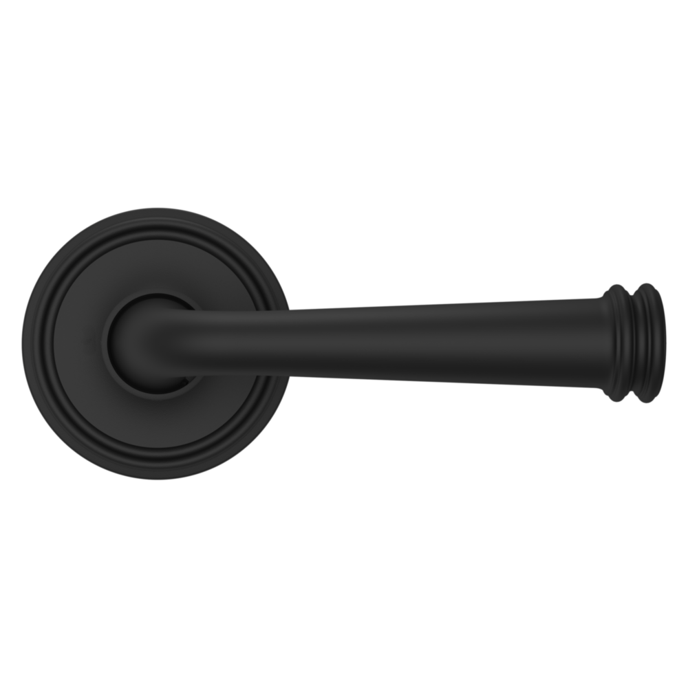 Baldwin 5116 Traditional Straight Lever Set with 5070 Rose Satin Black / Passage / Reversible