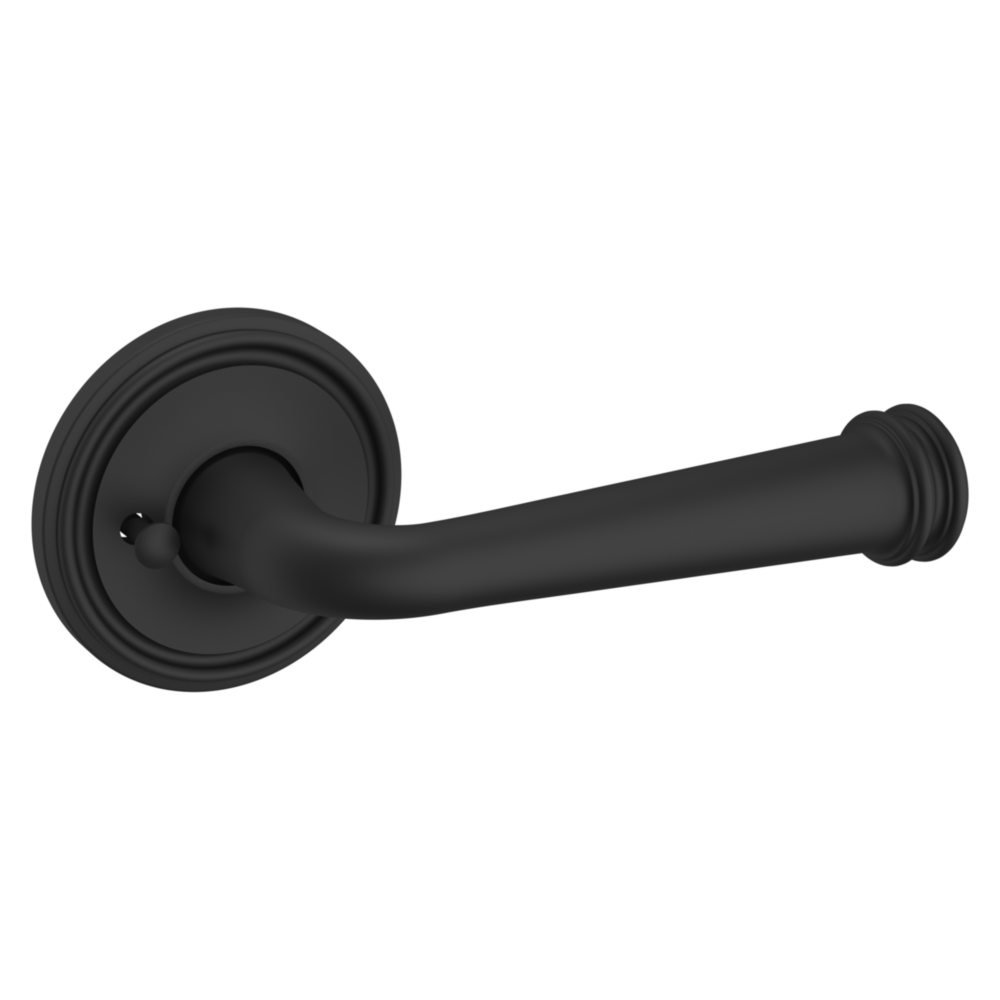 Baldwin 5116 Traditional Straight Lever Set with 5070 Rose Satin Black / Privacy / Reversible