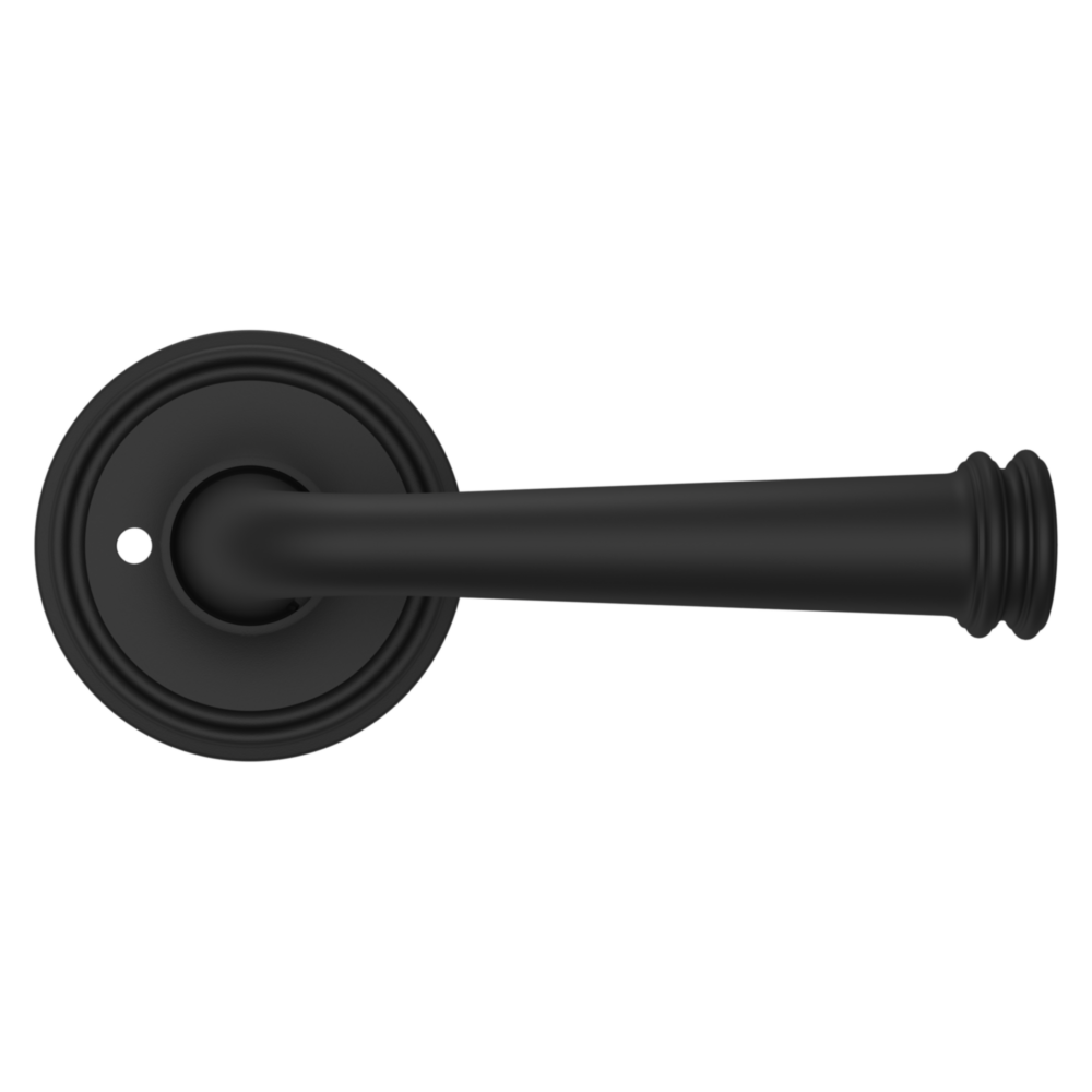 Baldwin 5116 Traditional Straight Lever Set with 5070 Rose Satin Black / Privacy / Reversible