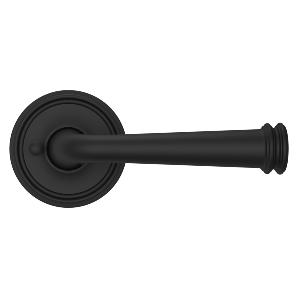 Baldwin 5116 Traditional Straight Lever Set with 5070 Rose Satin Black / Privacy / Reversible