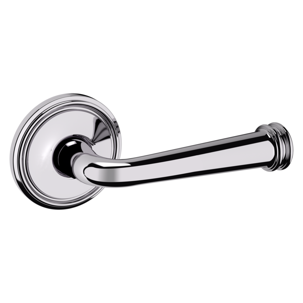 Baldwin 5116 Traditional Straight Lever Set with 5070 Rose Polished Chrome / Passage / Reversible