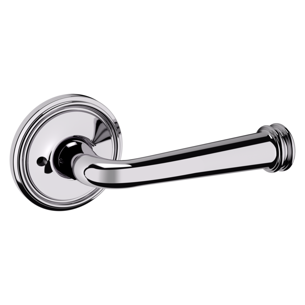 Baldwin 5116 Traditional Straight Lever Set with 5070 Rose Polished Chrome / Privacy / Reversible