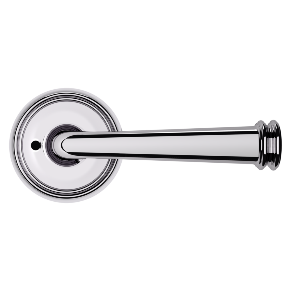 Baldwin 5116 Traditional Straight Lever Set with 5070 Rose Polished Chrome / Privacy / Reversible