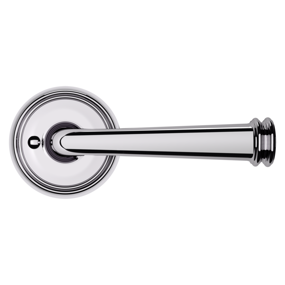 Baldwin 5116 Traditional Straight Lever Set with 5070 Rose Polished Chrome / Privacy / Reversible