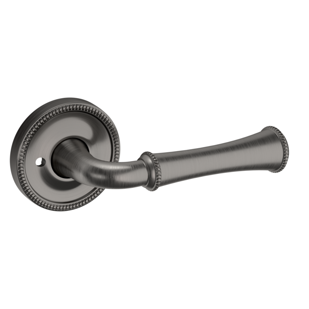 Baldwin 5118 Traditional Straight Lever Set with 5076 Rose Lifetime (PVD) Graphite Nickel / Privacy / Reversible
