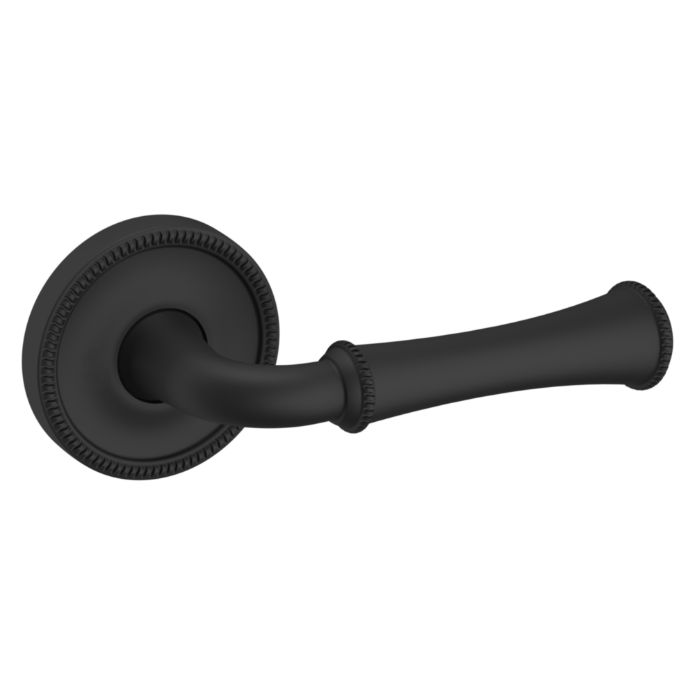 Baldwin 5118 Traditional Straight Lever Set with 5076 Rose Satin Black / Passage / Reversible