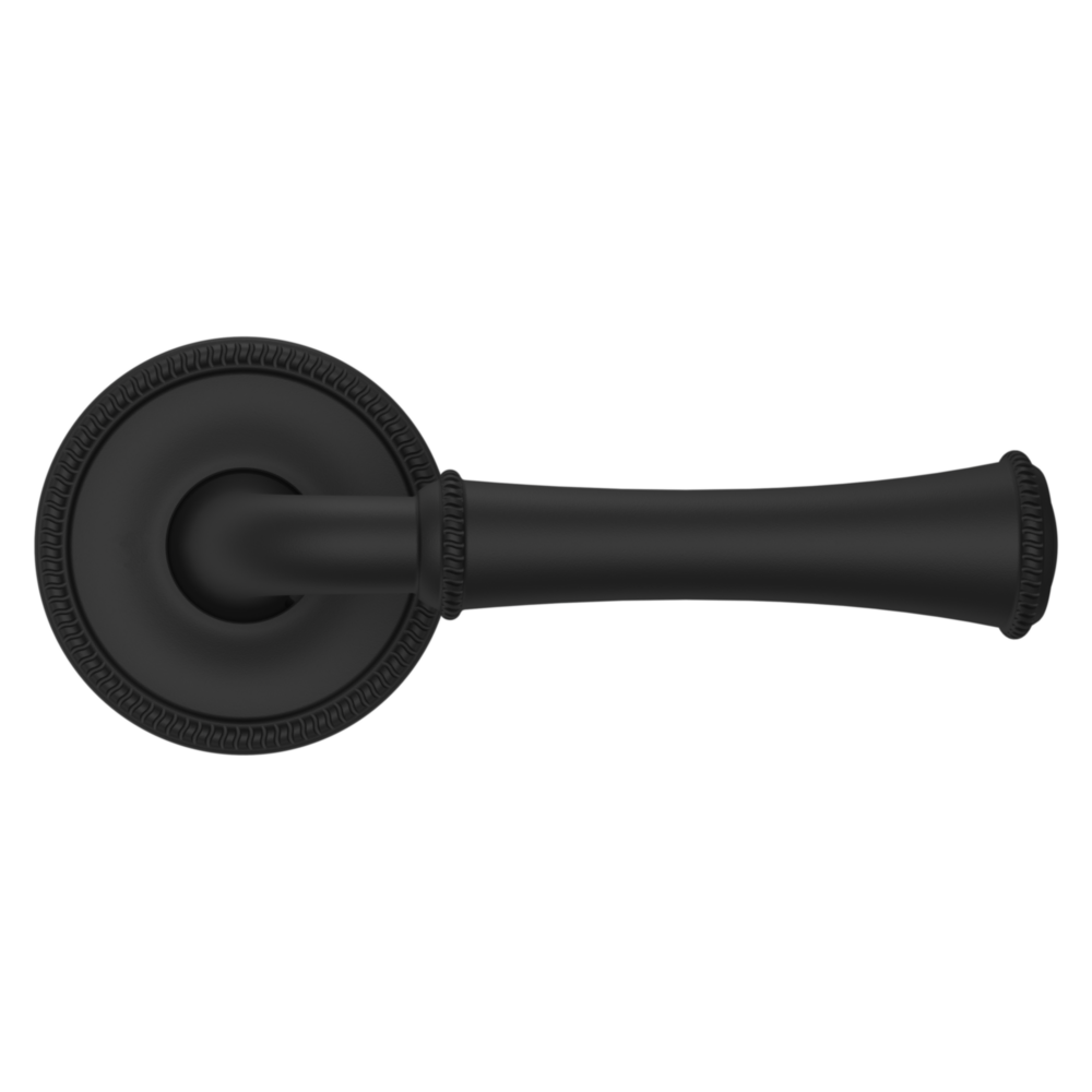 Baldwin 5118 Traditional Straight Lever Set with 5076 Rose Satin Black / Passage / Reversible