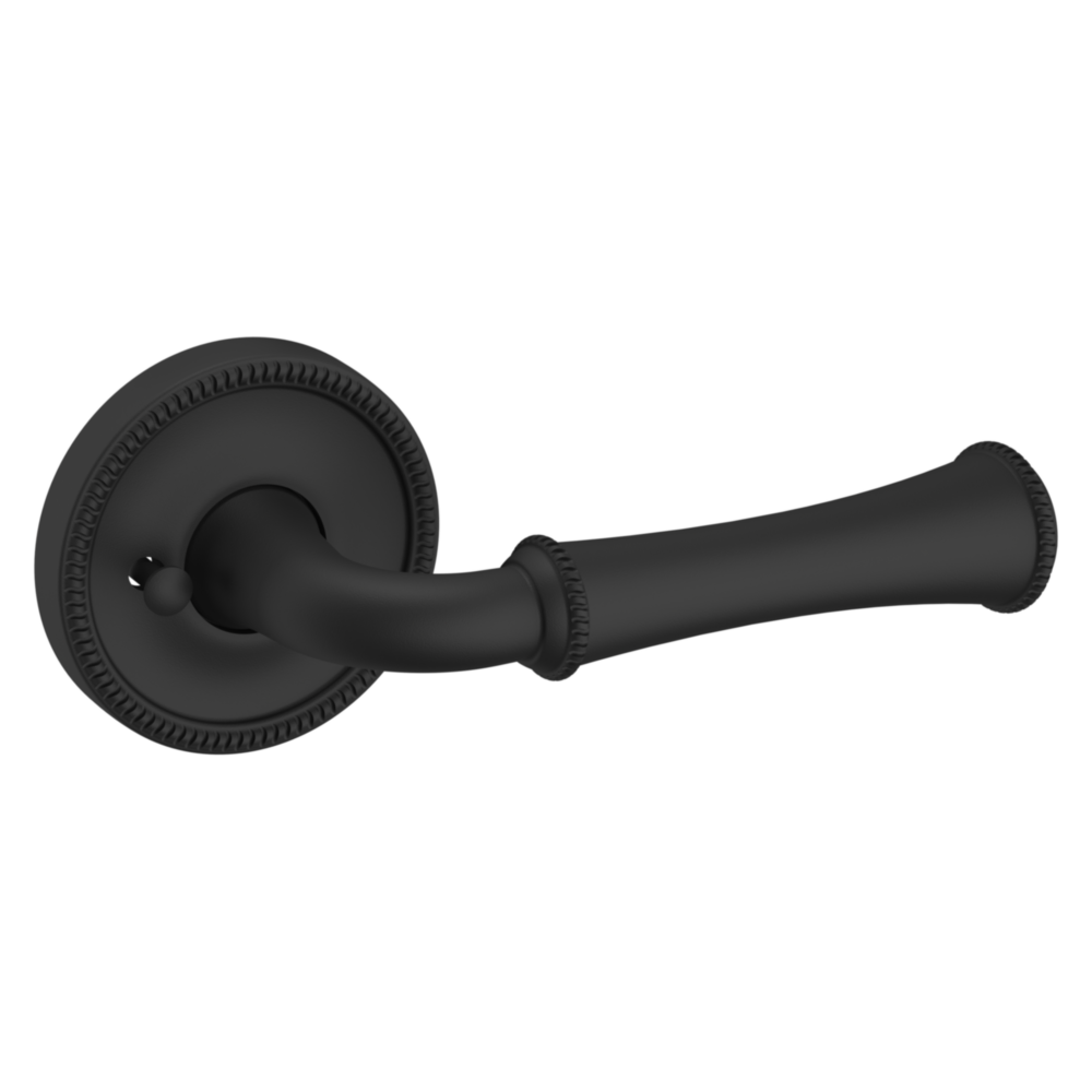 Baldwin 5118 Traditional Straight Lever Set with 5076 Rose Satin Black / Privacy / Reversible