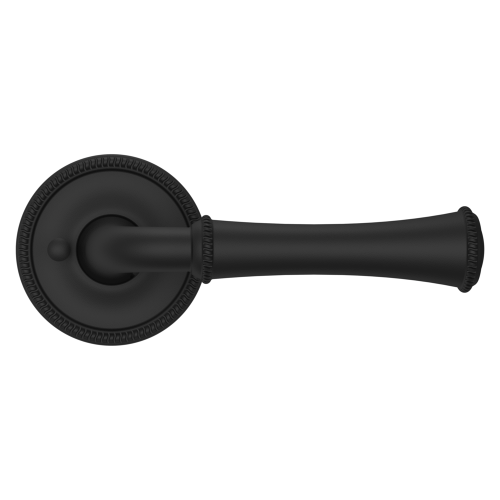 Baldwin 5118 Traditional Straight Lever Set with 5076 Rose Satin Black / Privacy / Reversible