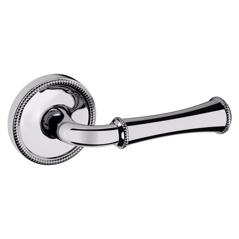 Baldwin 5118 Traditional Straight Lever Set with 5076 Rose Polished Chrome / Full Dummy / Reversible