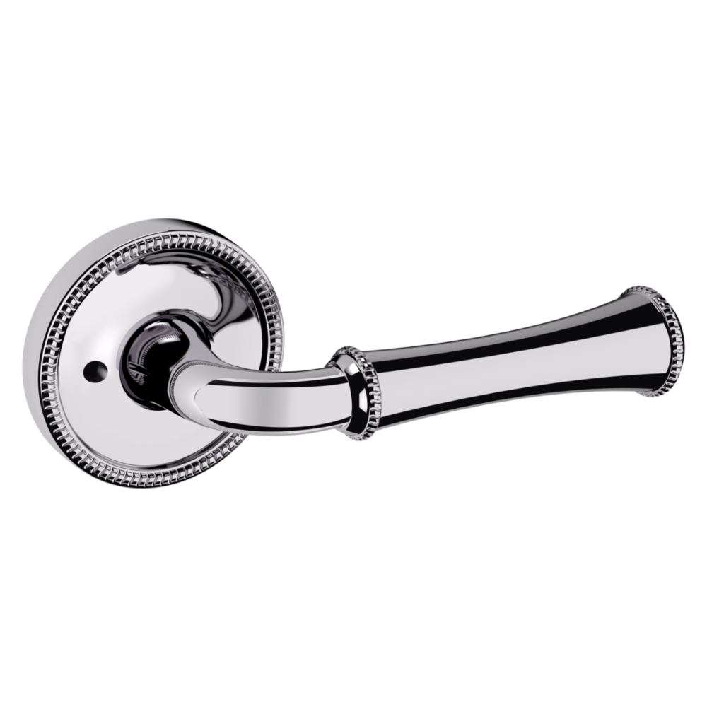 Baldwin 5118 Traditional Straight Lever Set with 5076 Rose Polished Chrome / Privacy / Reversible