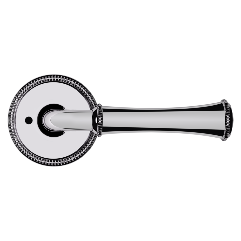 Baldwin 5118 Traditional Straight Lever Set with 5076 Rose Polished Chrome / Privacy / Reversible