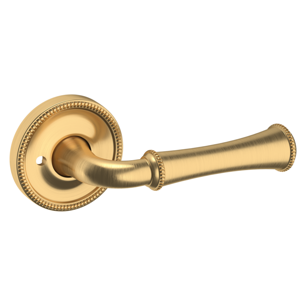 Baldwin 5118 Traditional Straight Lever Set with 5076 Rose Lifetime (PVD) Satin Brass / Privacy / Reversible
