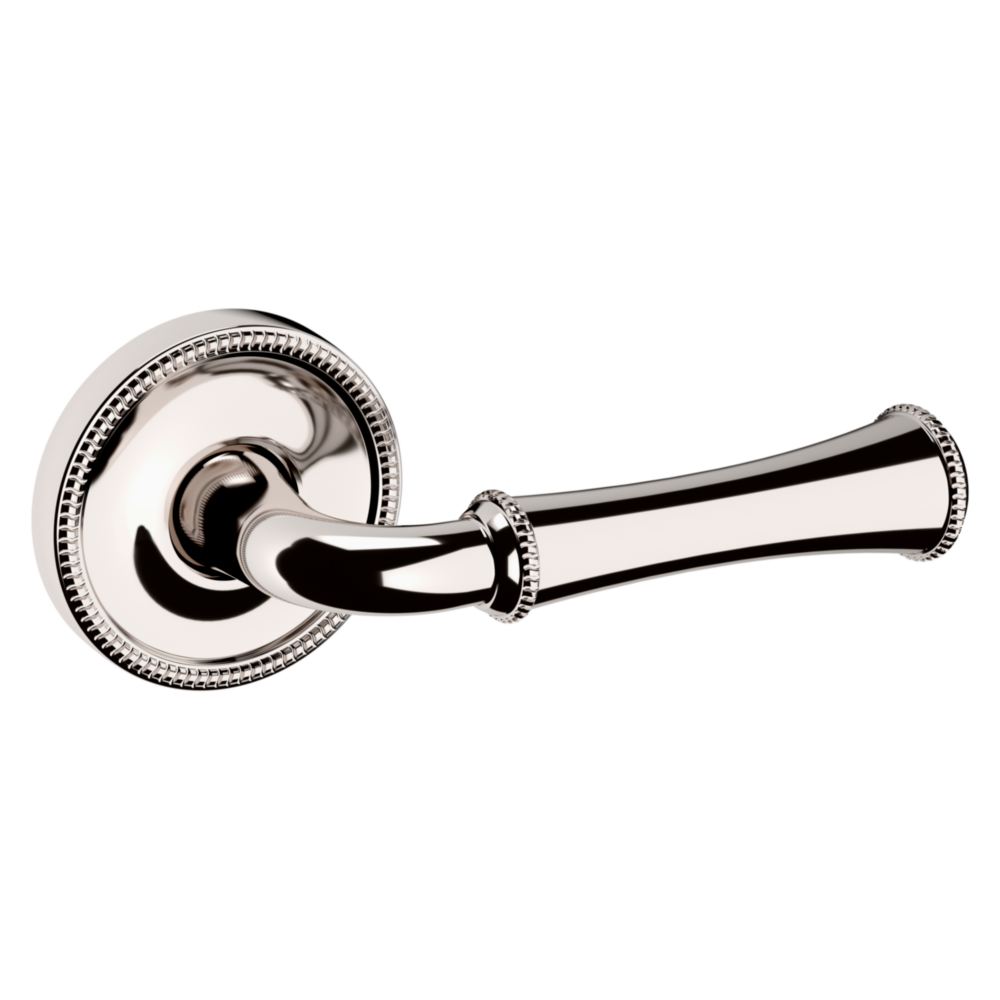 Baldwin 5118 Traditional Straight Lever Set with 5076 Rose Lifetime (PVD) Polished Nickel / Passage / Reversible
