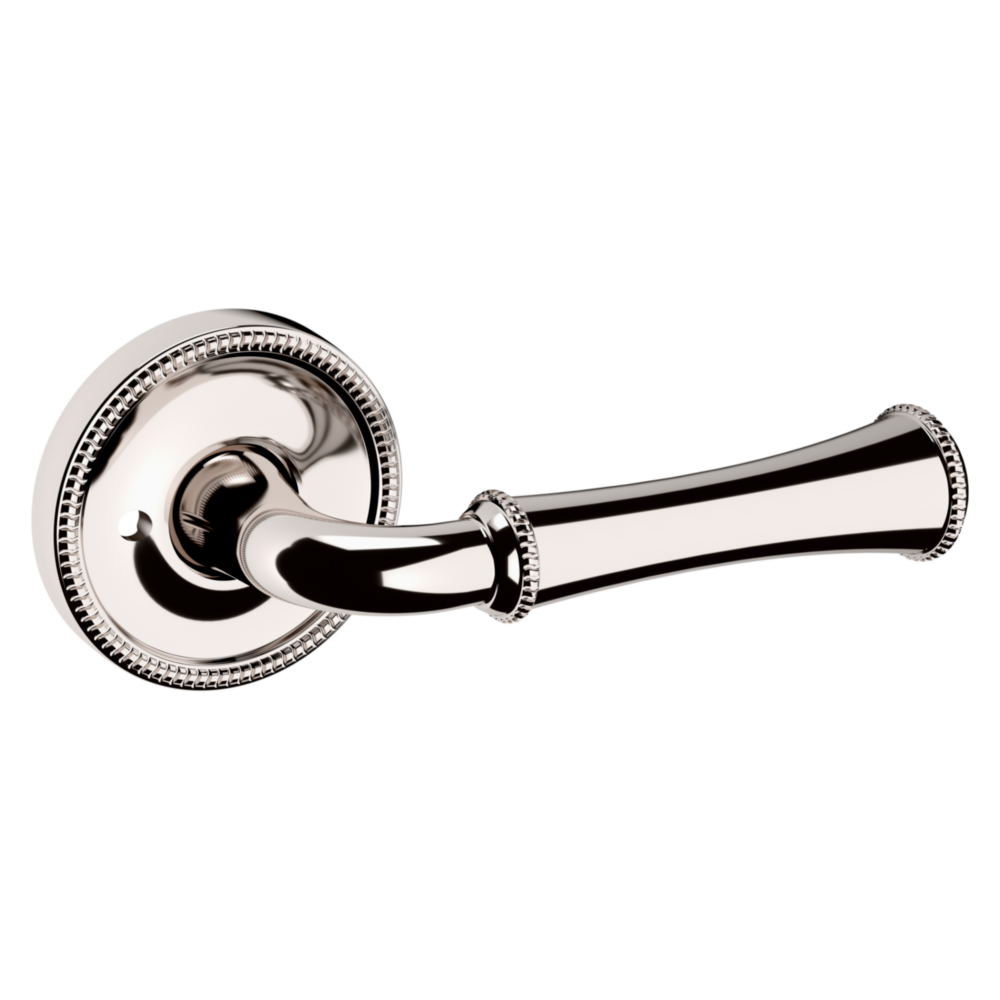 Baldwin 5118 Traditional Straight Lever Set with 5076 Rose Lifetime (PVD) Polished Nickel / Privacy / Reversible
