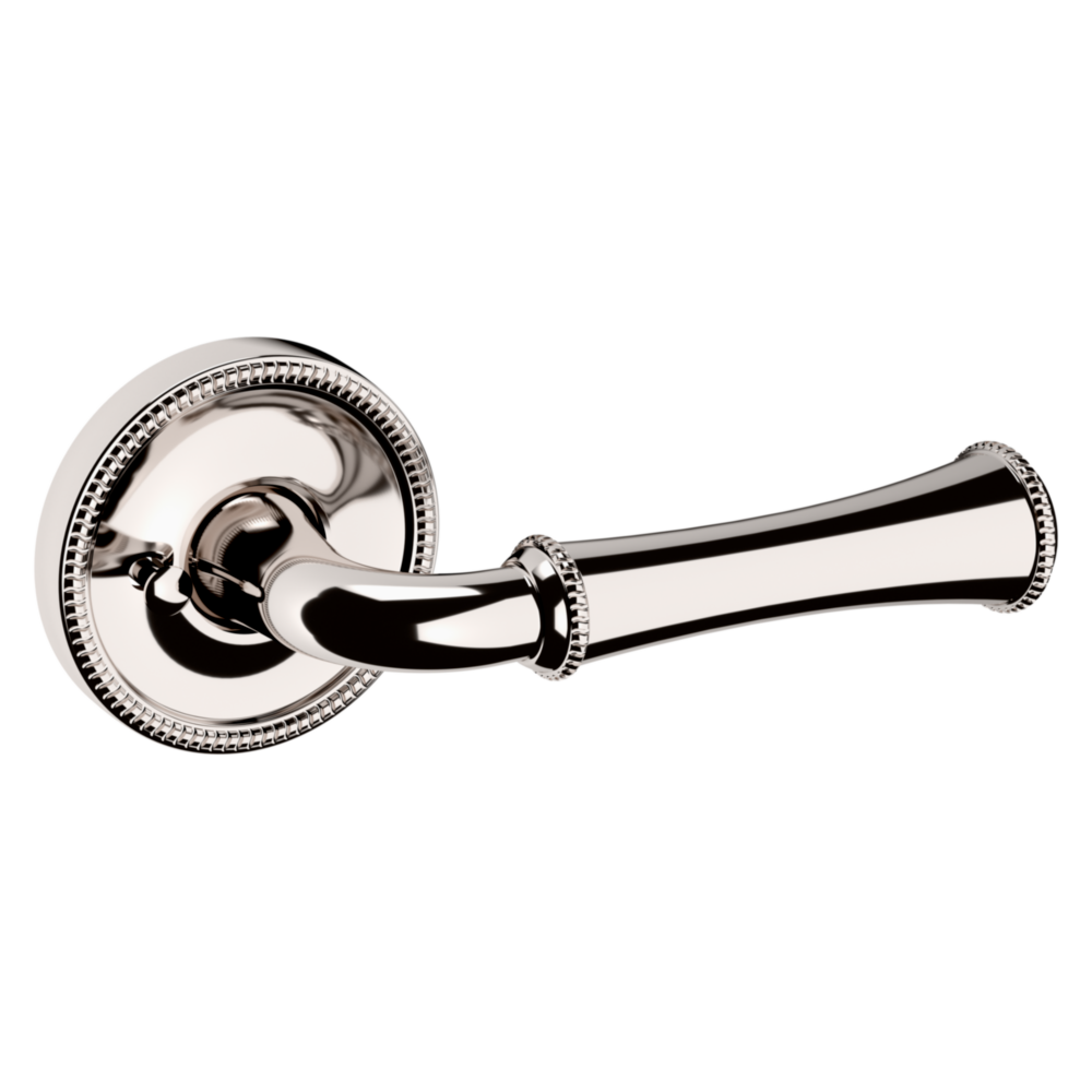 Baldwin 5118 Traditional Straight Lever Set with 5076 Rose Lifetime (PVD) Polished Nickel / Privacy / Reversible