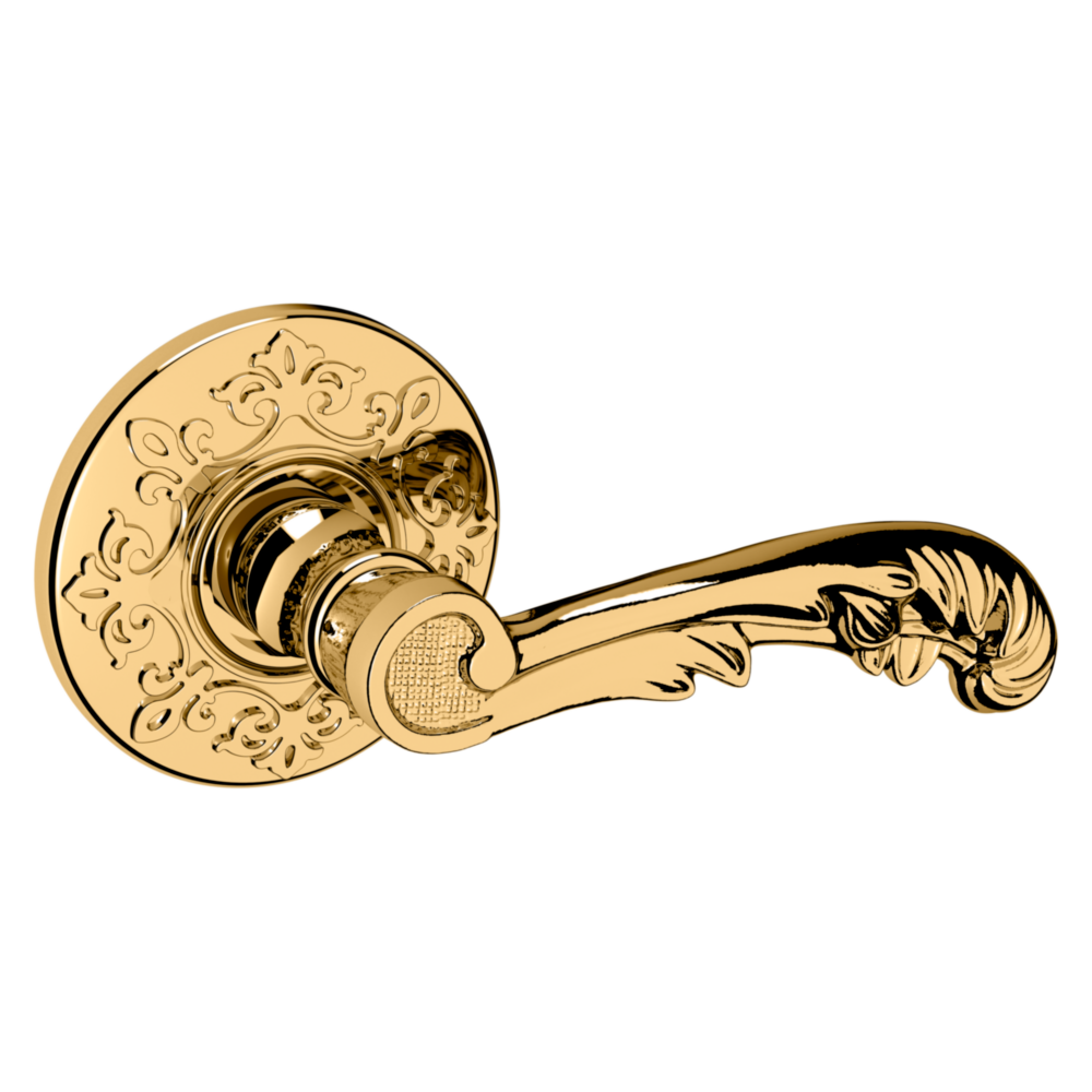 Baldwin 5121 Wave Lever Set with R012 Rose Non-Lacquered Brass / Full Dummy / Reversible