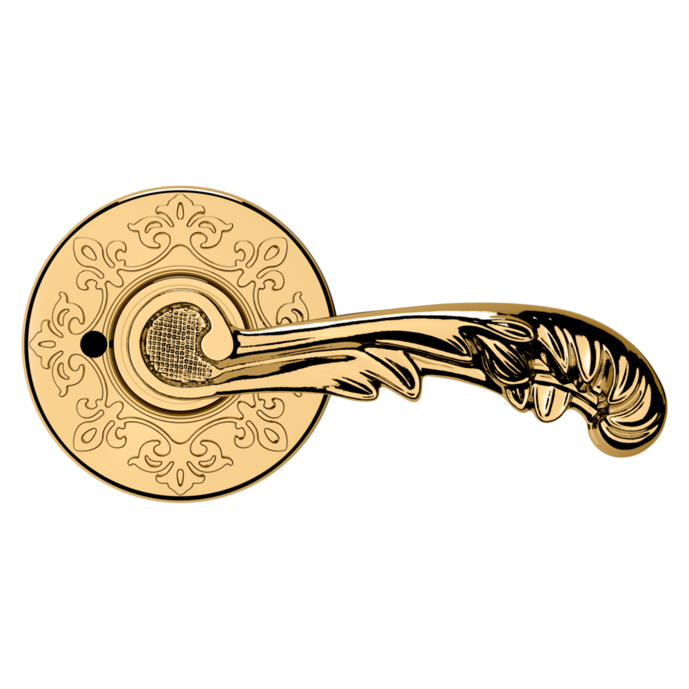 Baldwin 5121 Wave Lever Set with R012 Rose Non-Lacquered Brass / Privacy / Reversible