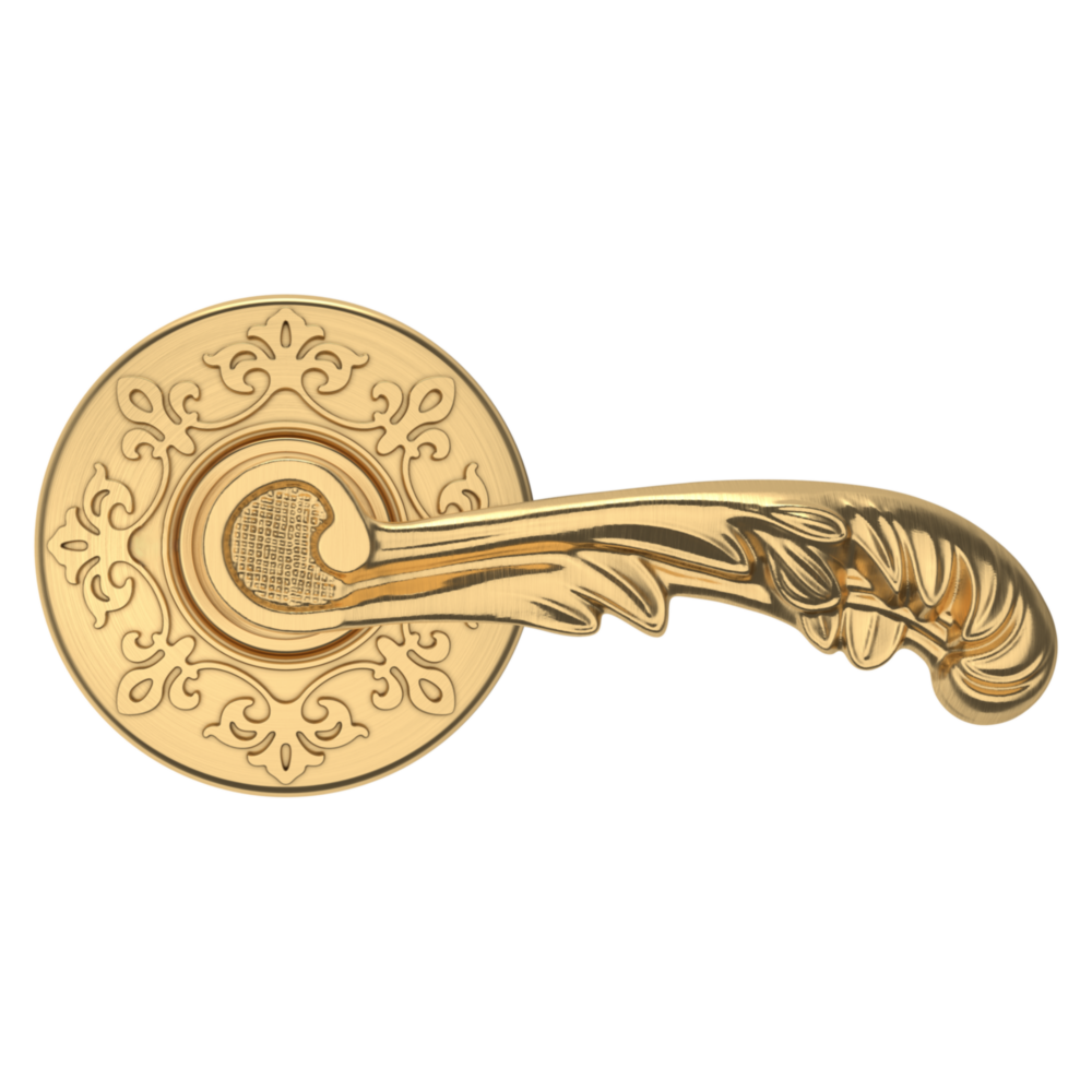 Baldwin 5121 Wave Lever Set with R012 Rose Lifetime (PVD) Satin Brass / Passage / Reversible