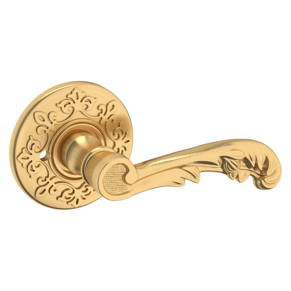 Baldwin 5121 Wave Lever Set with R012 Rose Lifetime (PVD) Satin Brass / Privacy / Reversible