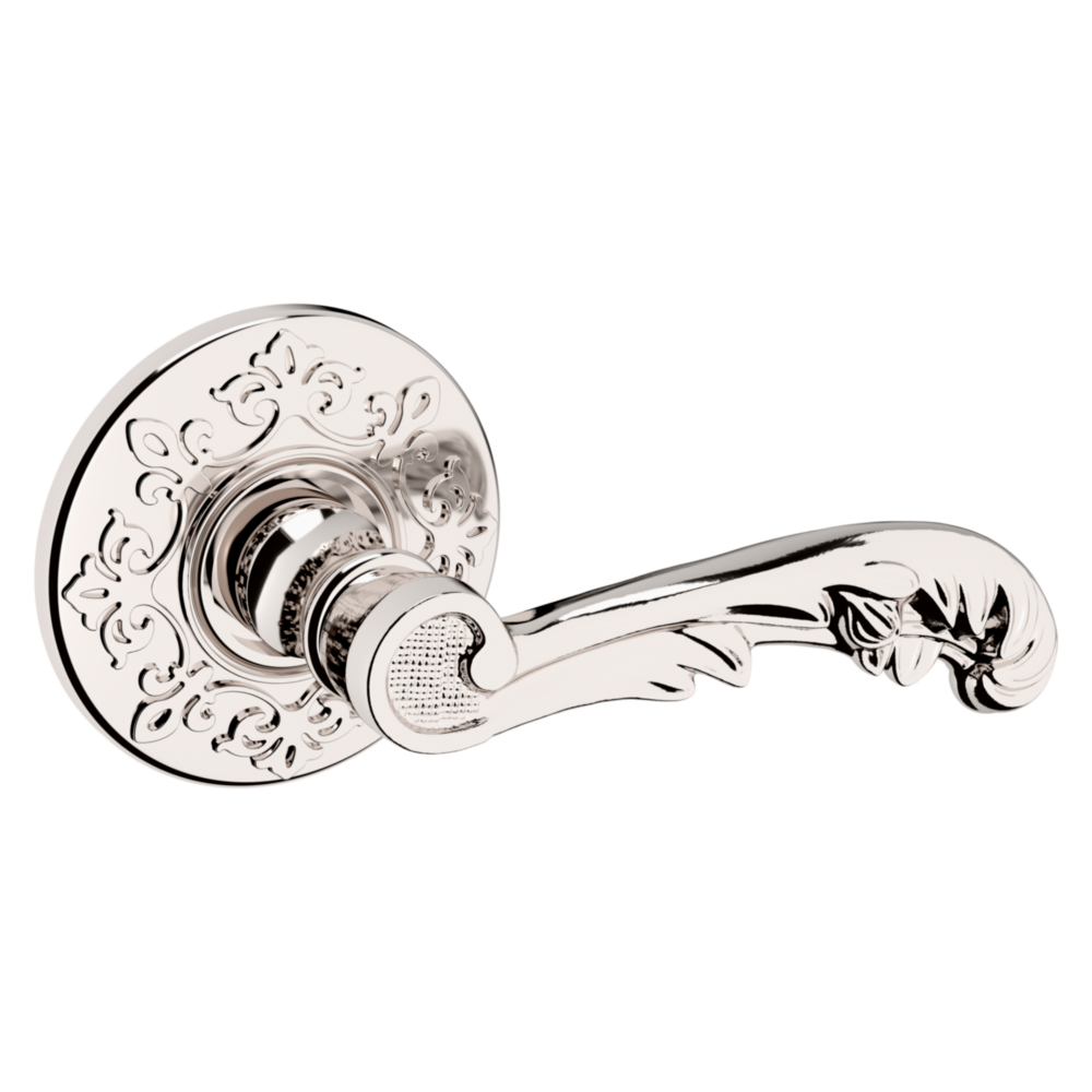 Baldwin 5121 Wave Lever Set with R012 Rose Lifetime (PVD) Polished Nickel / Passage / Reversible