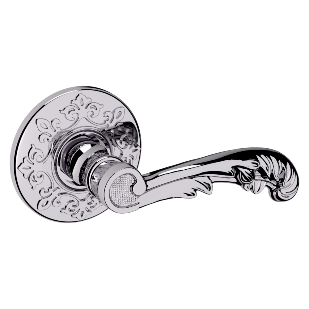 Baldwin 5121 Wave Lever Set with R012 Rose Polished Chrome / Passage / Reversible