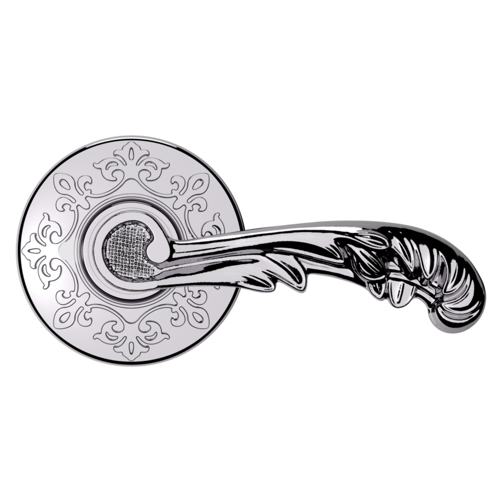 Baldwin 5121 Wave Lever Set with R012 Rose Polished Chrome / Passage / Reversible