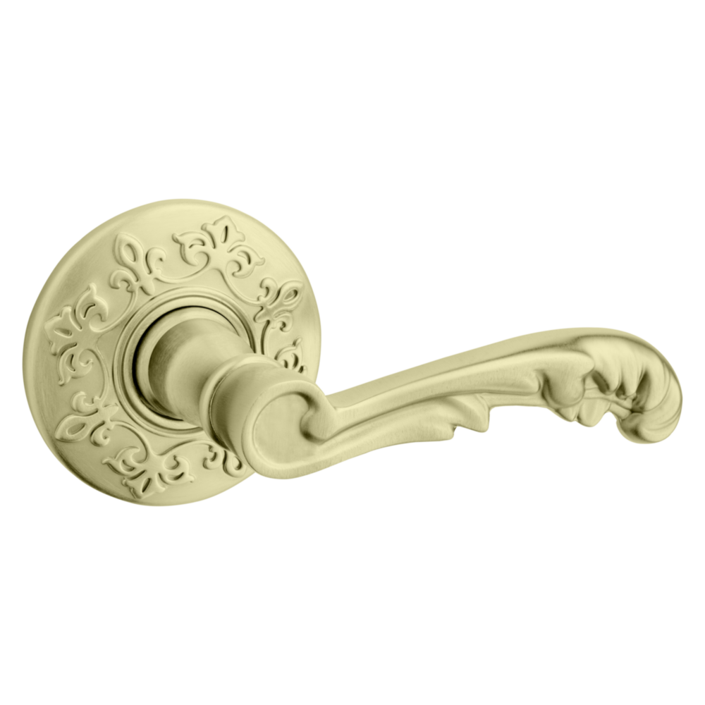 Baldwin 5121 Wave Lever Set with R012 Rose Lifetime (PVD) Satin Brass / Full Dummy / Reversible