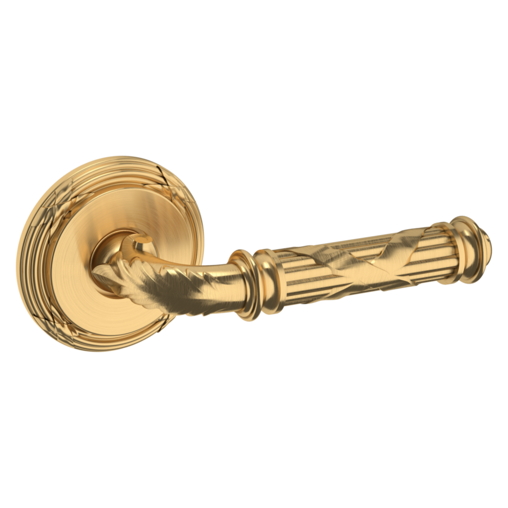 Baldwin 5122 Edinburgh Lever Set with 5022 Rose Lifetime (PVD) Satin Brass / Passage / Reversible