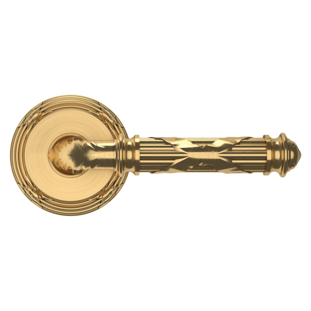Baldwin 5122 Edinburgh Lever Set with 5022 Rose Lifetime (PVD) Satin Brass / Passage / Reversible