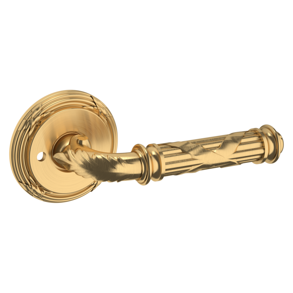 Baldwin 5122 Edinburgh Lever Set with 5022 Rose Lifetime (PVD) Satin Brass / Privacy / Reversible