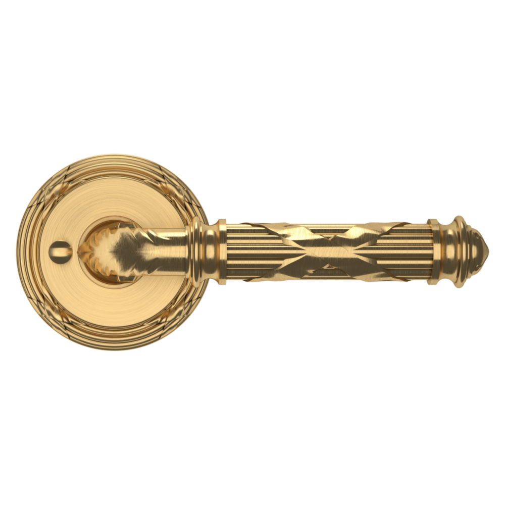 Baldwin 5122 Edinburgh Lever Set with 5022 Rose Lifetime (PVD) Satin Brass / Privacy / Reversible