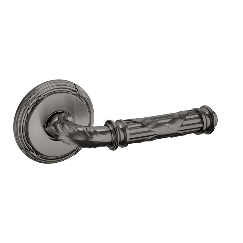 Baldwin 5122 Edinburgh Lever Set with 5022 Rose Lifetime (PVD) Graphite Nickel / Passage / Reversible