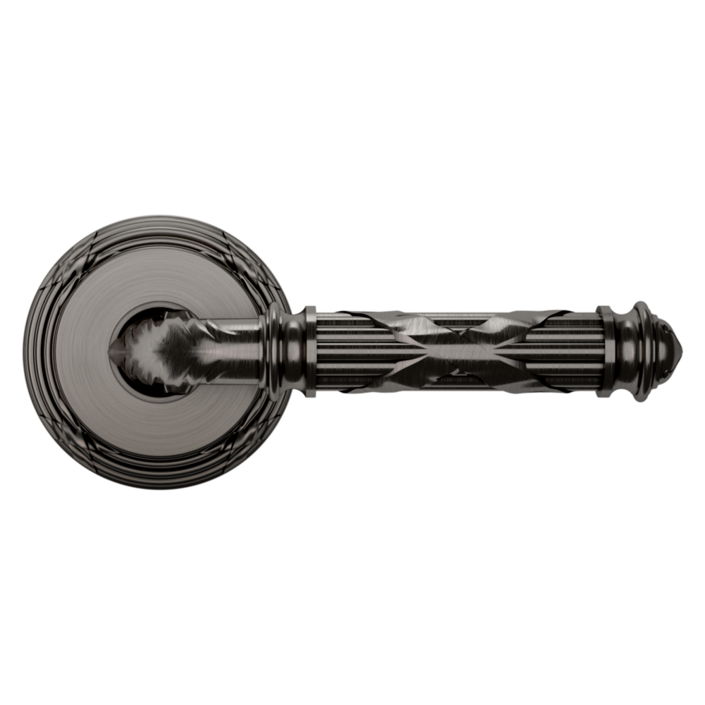 Baldwin 5122 Edinburgh Lever Set with 5022 Rose Lifetime (PVD) Graphite Nickel / Passage / Reversible