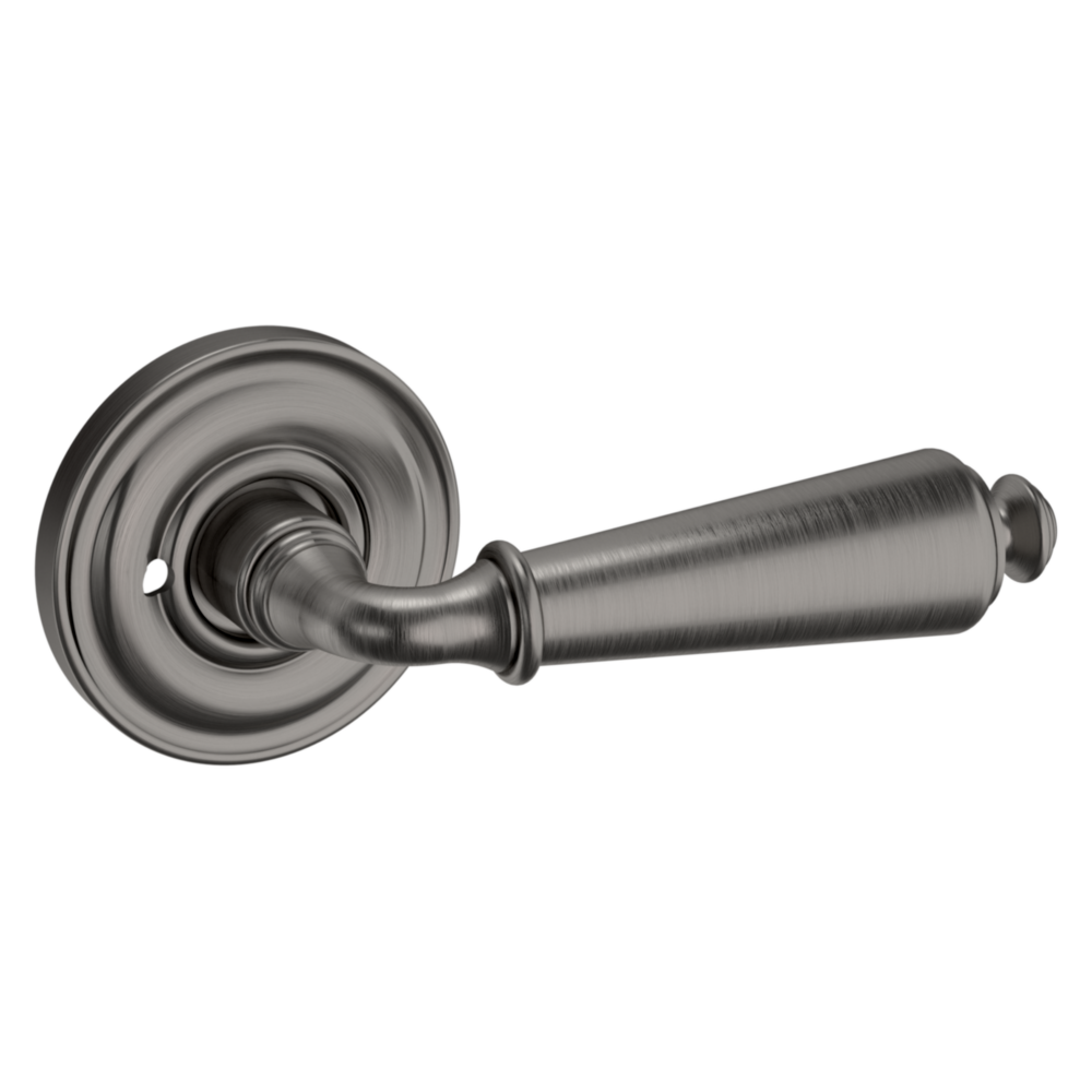 Baldwin 5125 Traditional Straight Lever Set with 5048 Rose Lifetime (PVD) Graphite Nickel / Privacy / Reversible