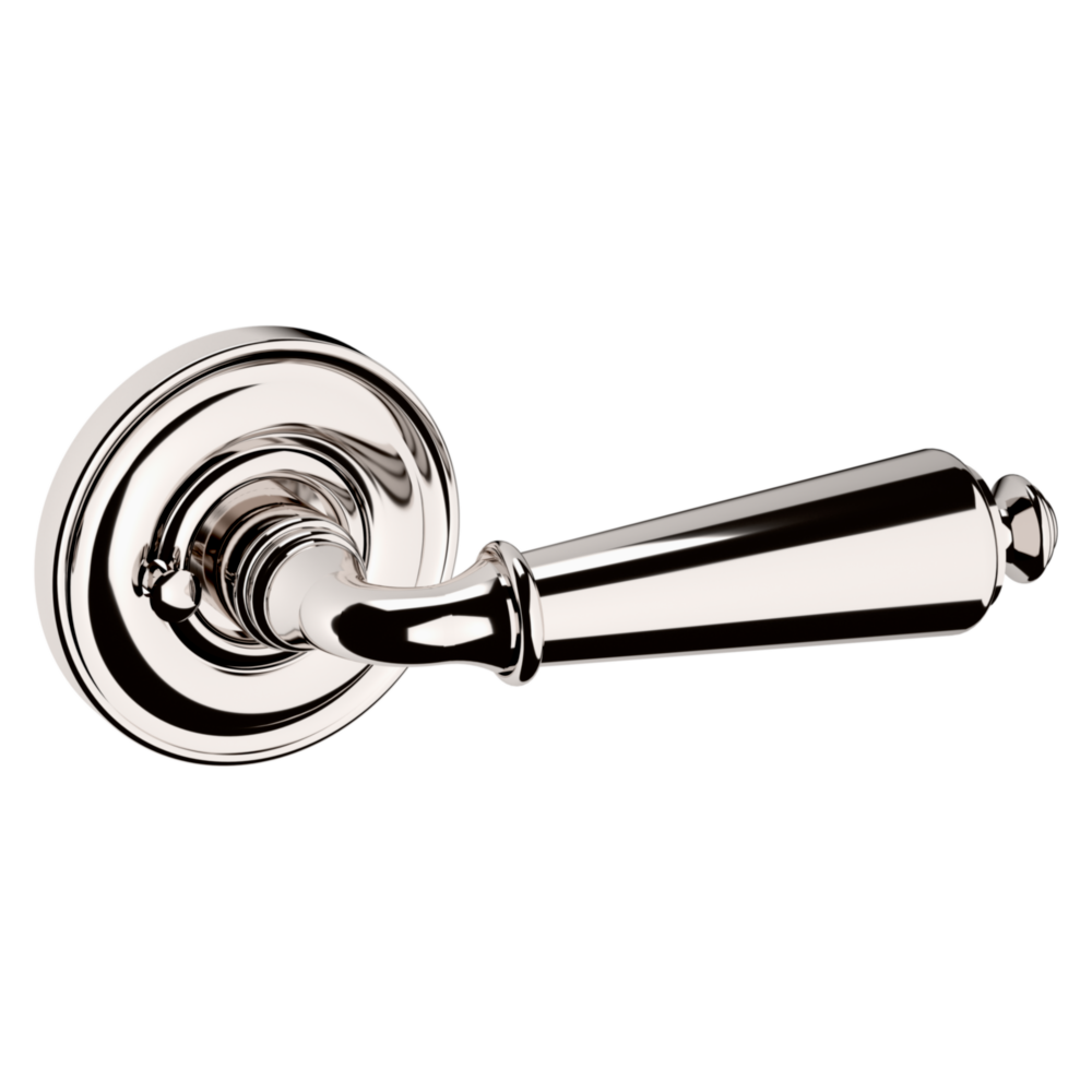 Baldwin 5125 Traditional Straight Lever Set with 5048 Rose Lifetime (PVD) Polished Nickel / Privacy / Reversible