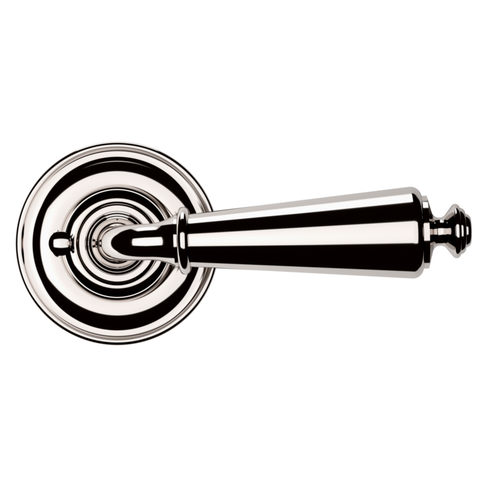 Baldwin 5125 Traditional Straight Lever Set with 5048 Rose Lifetime (PVD) Polished Nickel / Privacy / Reversible