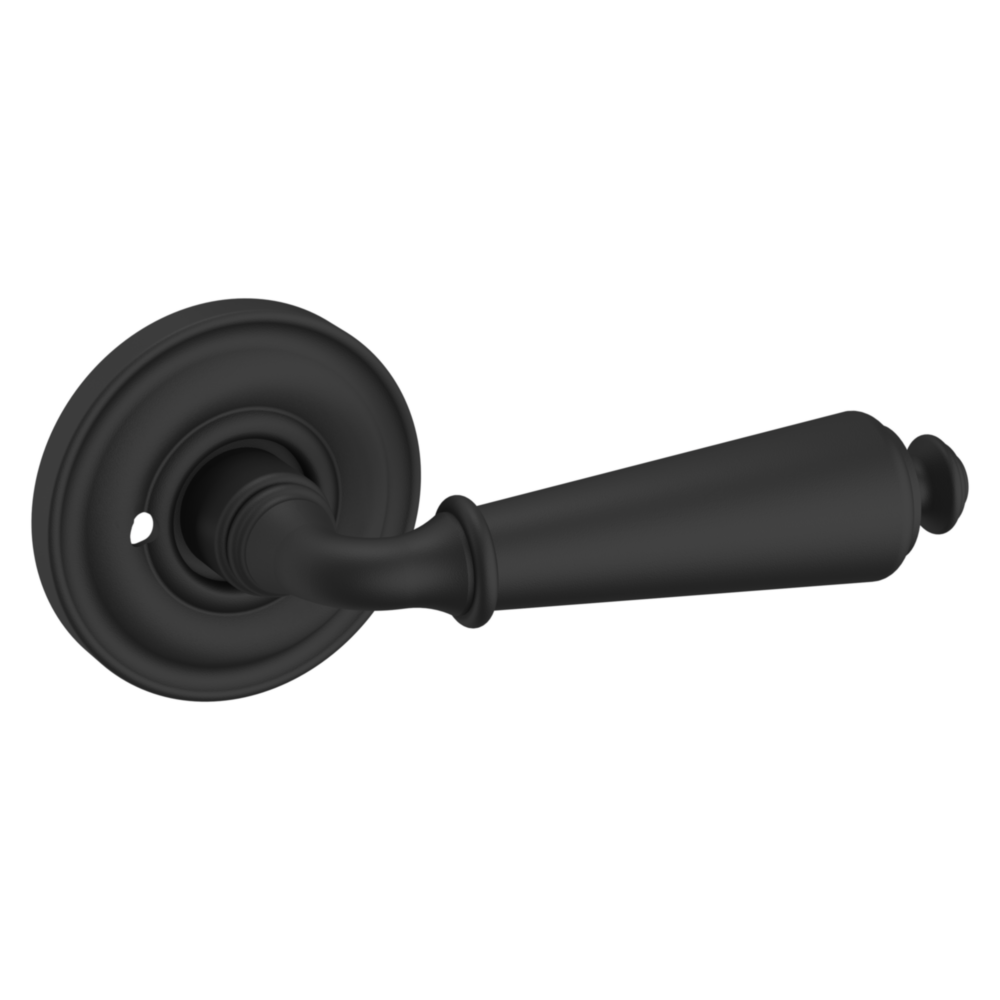 Baldwin 5125 Traditional Straight Lever Set with 5048 Rose Satin Black / Privacy / Reversible