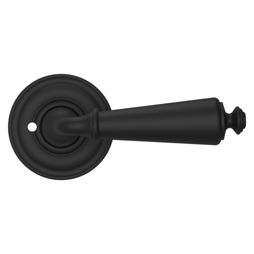 Baldwin 5125 Traditional Straight Lever Set with 5048 Rose Satin Black / Privacy / Reversible