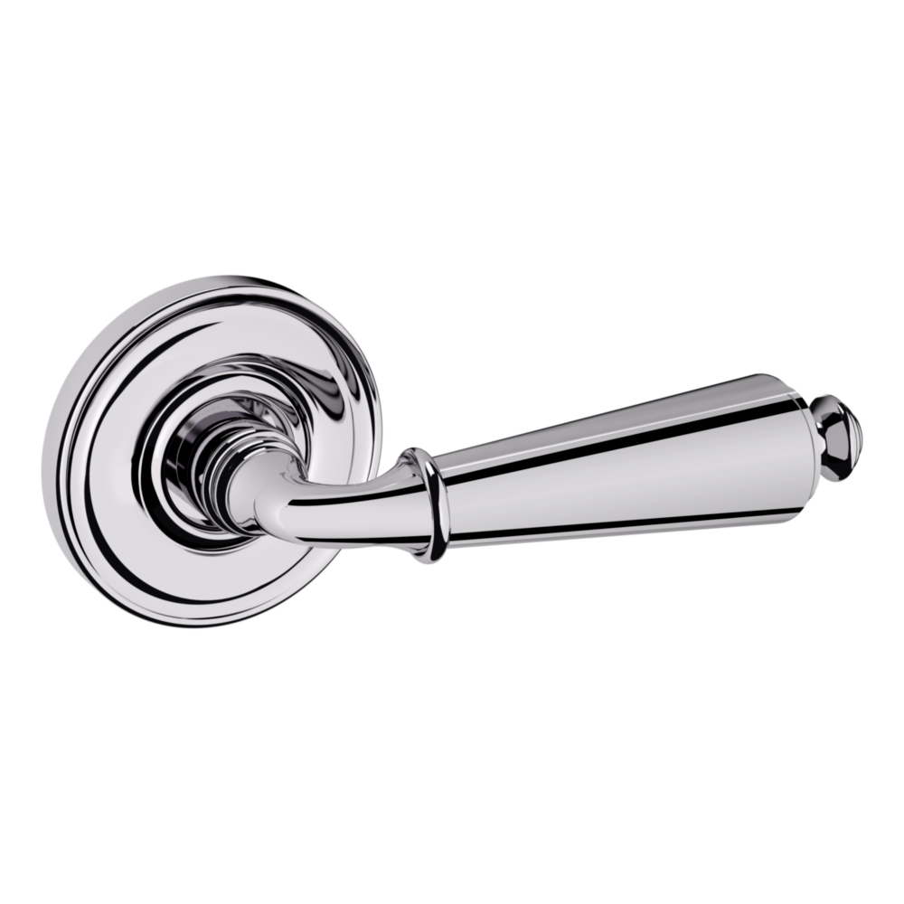 Baldwin 5125 Traditional Straight Lever Set with 5048 Rose Polished Chrome / Full Dummy / Reversible