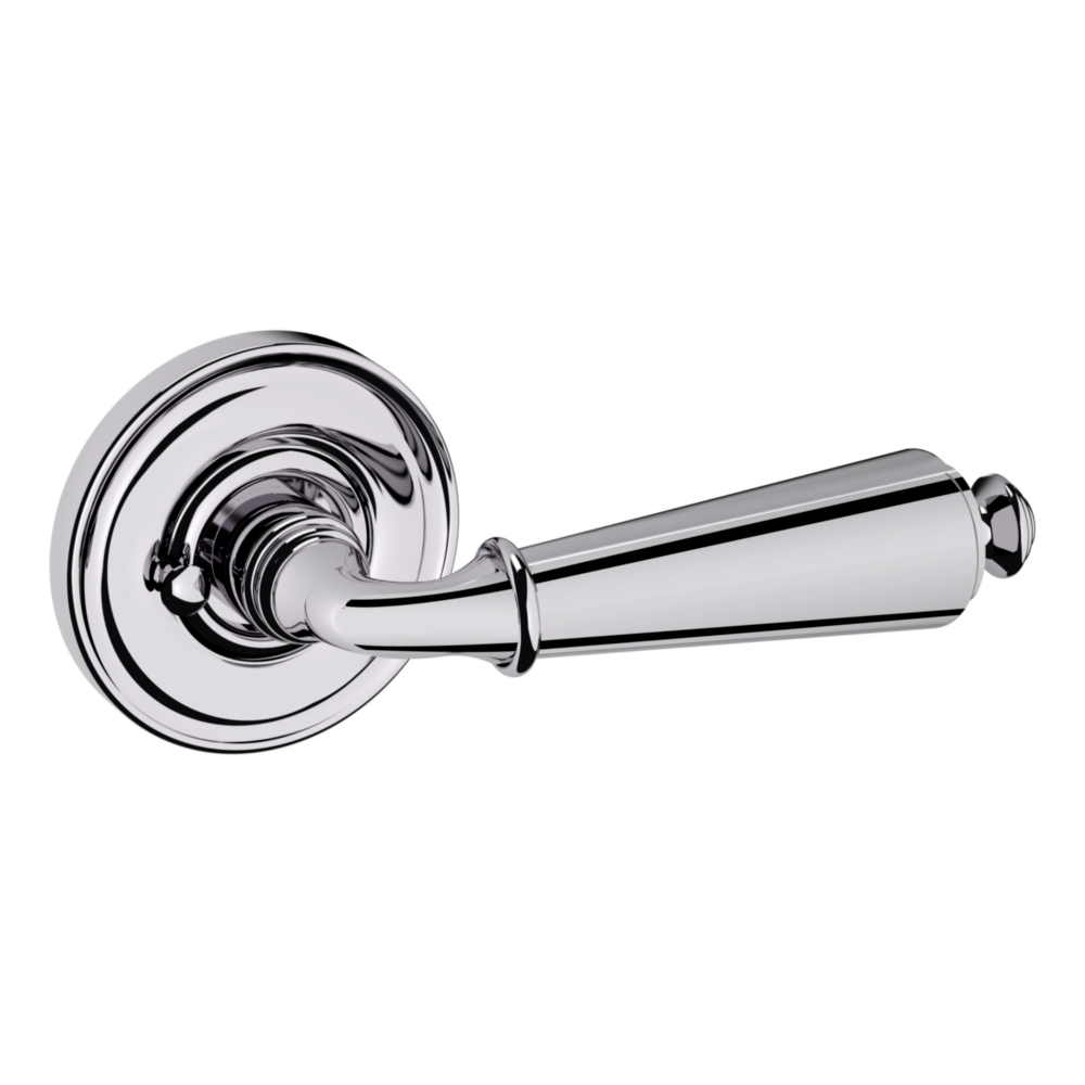 Baldwin 5125 Traditional Straight Lever Set with 5048 Rose Polished Chrome / Privacy / Reversible