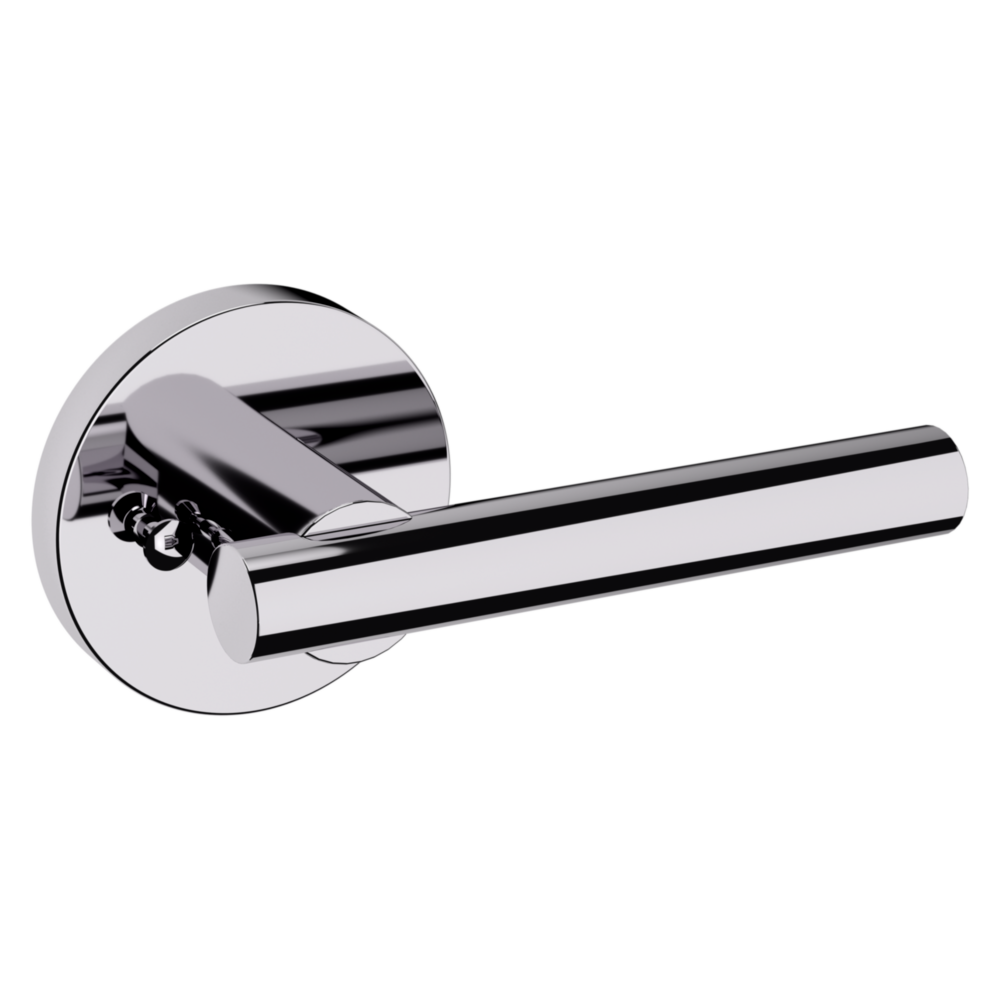 Baldwin 5137 Contemporary Straight Lever Set with 5046 Rose Polished Chrome / Privacy / Reversible