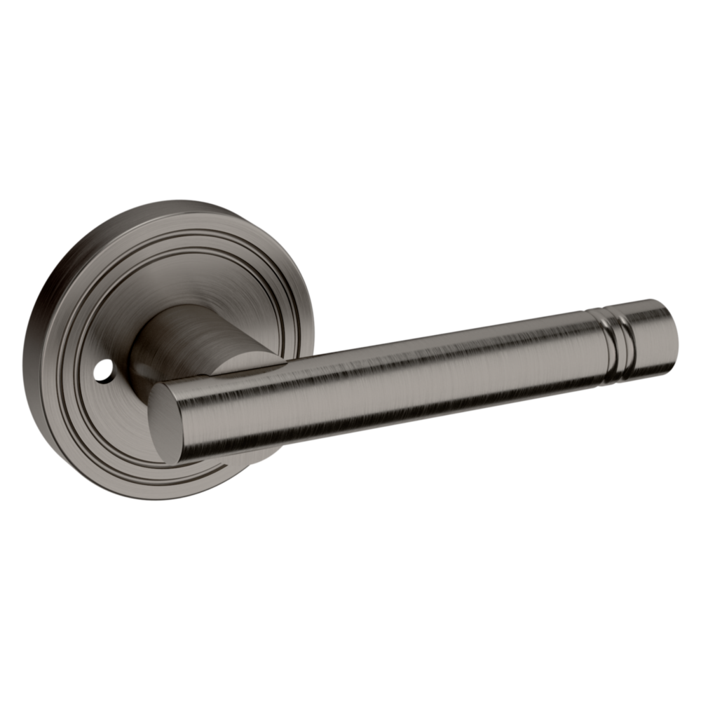 Baldwin 5138 Contemporary Straight Lever Set with 5047 Rose Lifetime (PVD) Graphite Nickel / Privacy / Reversible