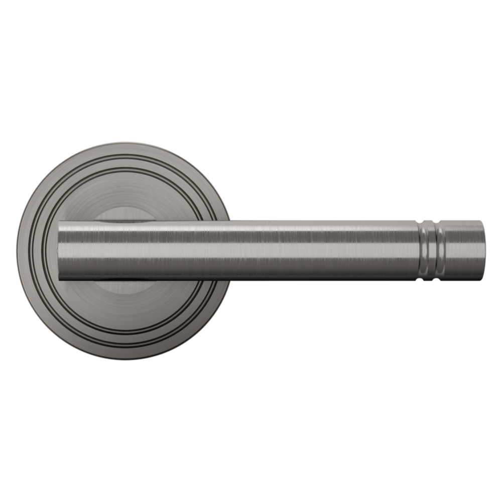 Baldwin 5138 Contemporary Straight Lever Set with 5047 Rose Lifetime (PVD) Graphite Nickel / Privacy / Reversible