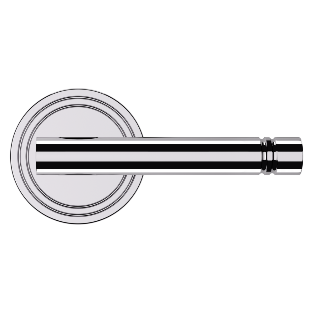 Baldwin 5138 Contemporary Straight Lever Set with 5047 Rose Polished Chrome / Passage / Reversible